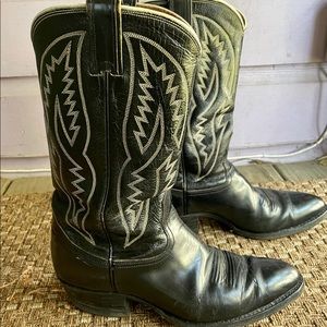 Nocona Western Boots Black/white stitching GUC 10
